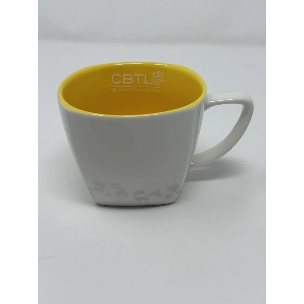 Set of 3 Coffee Bean & Tea Leaf Square Mugs 10, 8, 4oz Ceramic Multi Color